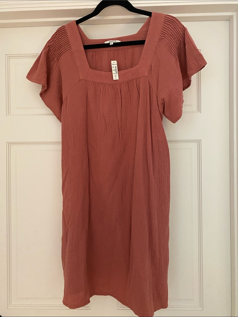 Madewell Square Neck Gauze Dress in Dusty Rose size S
